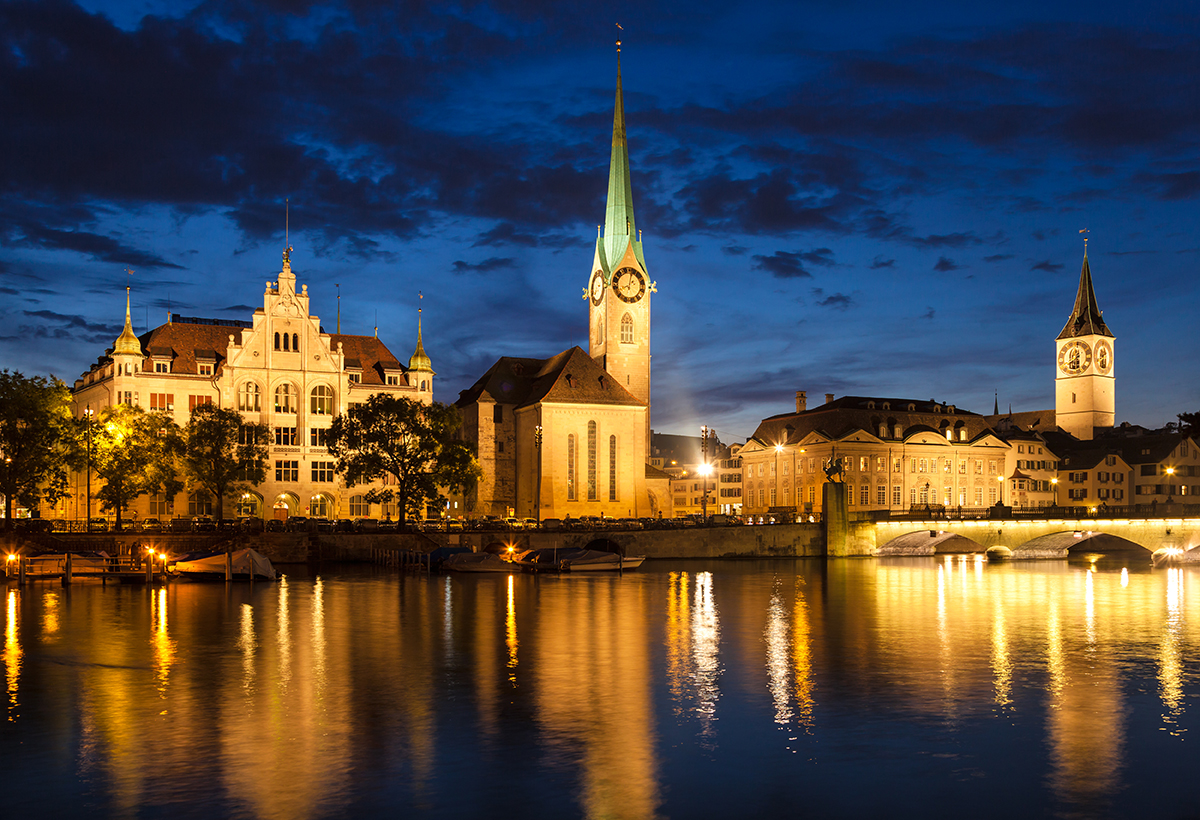 Zurich city view by night